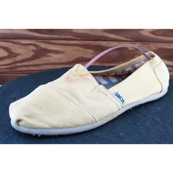 Toms Sz 7.5 M Yellow Round Toe‎ Flat Fabric - Picture 1 of 7